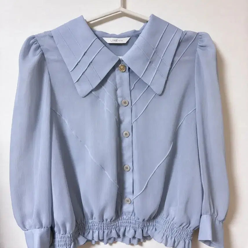 [BUNJANG] LINE EDITON Blue Blouse Size 55 / 새제품. 라인어디션 블라우스 블루 55사이즈