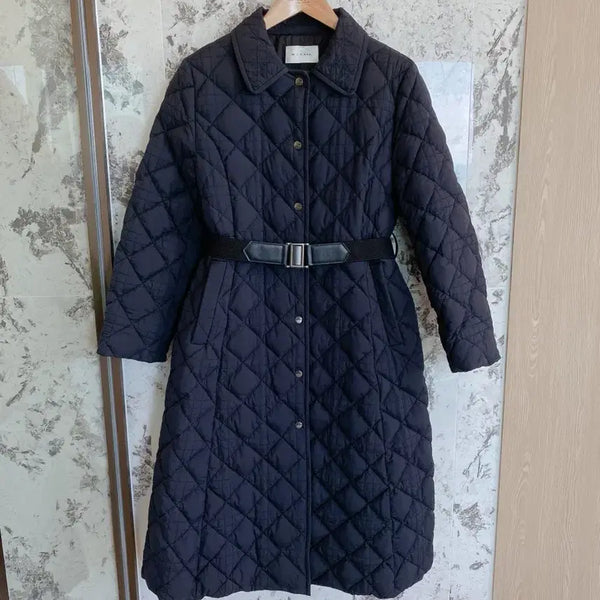 [BUNJANG] MICHAA Navy Quilted Lightweight Goose Long Padding / 새제품 미샤 MICHAA 네이비 퀼팅 롱 경량 구스 패딩