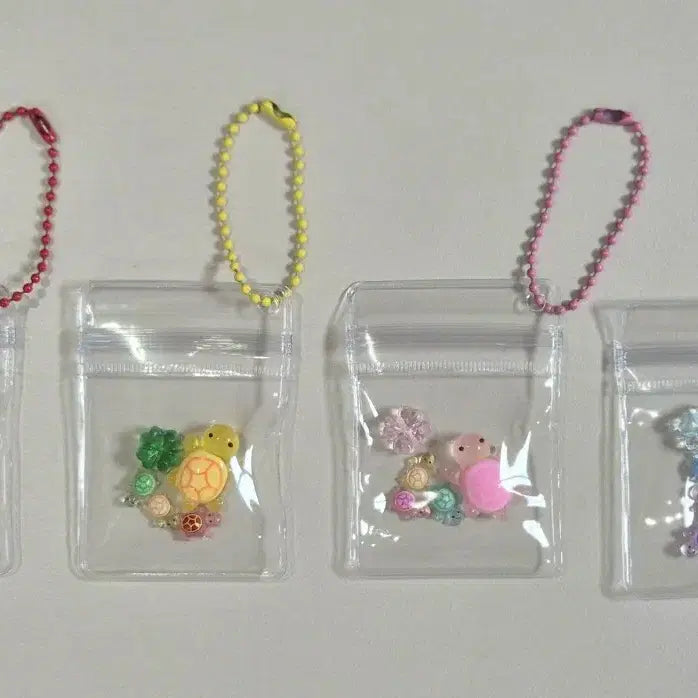 [BUNJANG] Turtle and Four-Leaf Clover Charm Keychain Set / 귀여운거북이와 네잎클로버