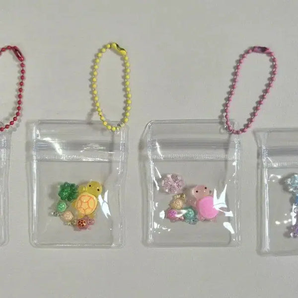 [BUNJANG] Turtle and Four-Leaf Clover Charm Keychain Set / 귀여운거북이와 네잎클로버
