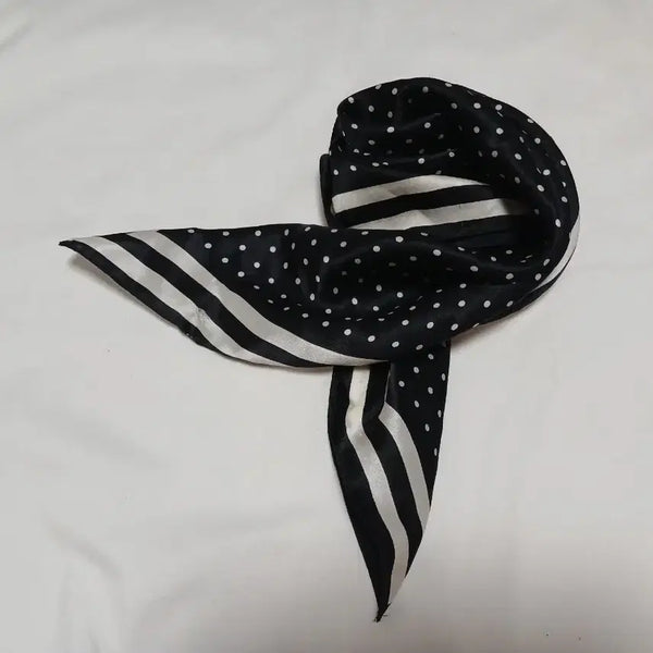 [BUNJANG] Petite Scarf with White Dots and Stripes / 쁘띠 스카프