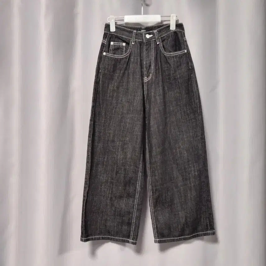 [BUNJANG] Wide Black Denim Jeans / 와이드 블랙 데님