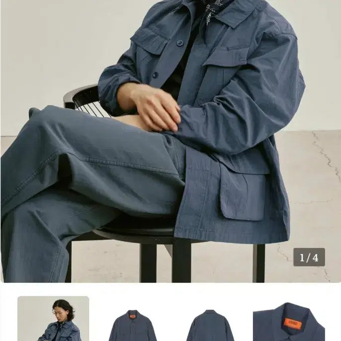 [BUNJANG] Universal Overall Garment Fatigue Jacket Navy M / 유니버셜오버롤 가먼트 퍼티그 자켓