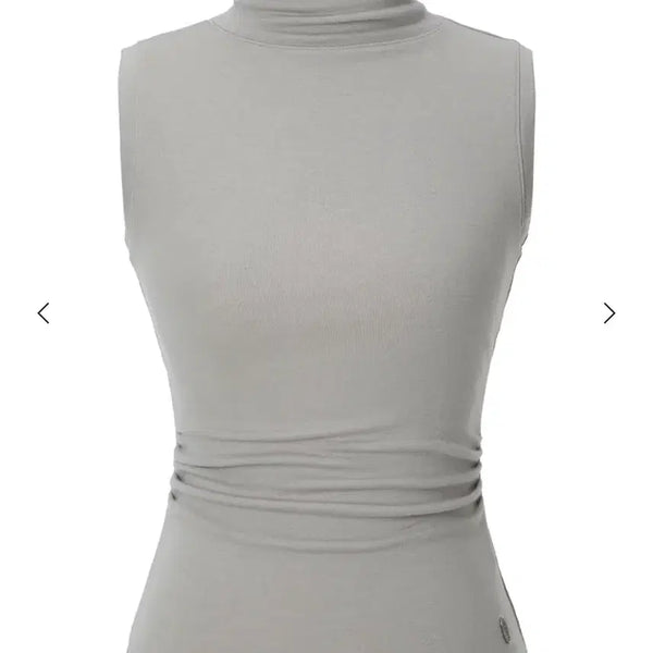 [BUNJANG] Inegi Drape Turtleneck Top Sand Beige / 이네기 드레이프 터틀넥 탑 샌드베이지