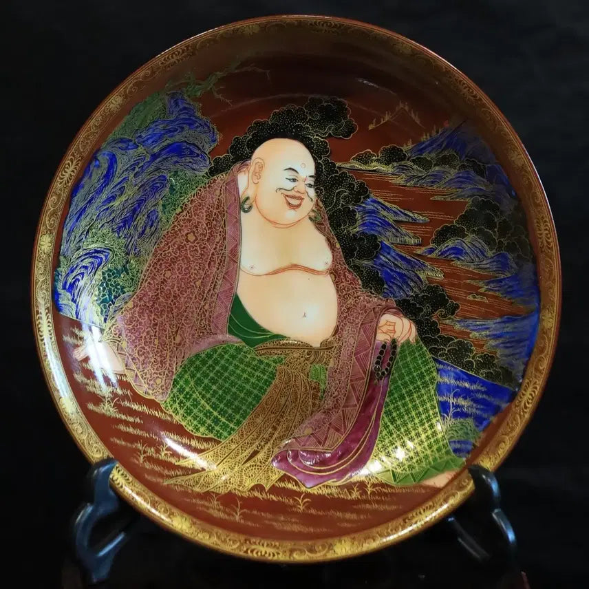 [BUNJANG] Chinese Porcelain Gilded Thread Buddha Image Plate / 중국 도자기 금사 포대화상 반 골동품 고미술품 수집품