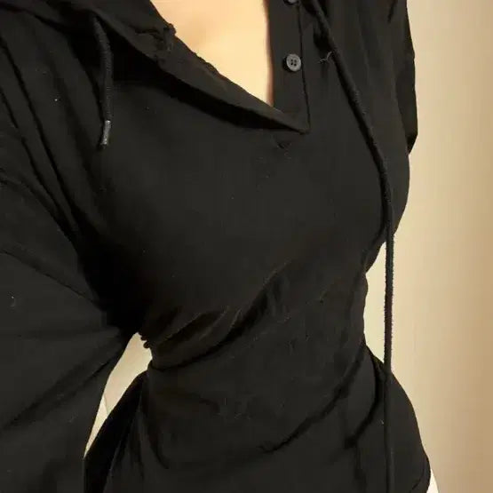 [BUNJANG] Black Hoodie / (실착) 블랙후드티