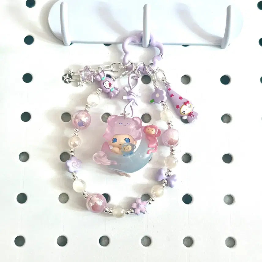 [BUNJANG] Dimoo Style Figure Acrylic Bead Keyring / 디무 스타일 피규어 아크릴 비즈 키링 (동영상있음)