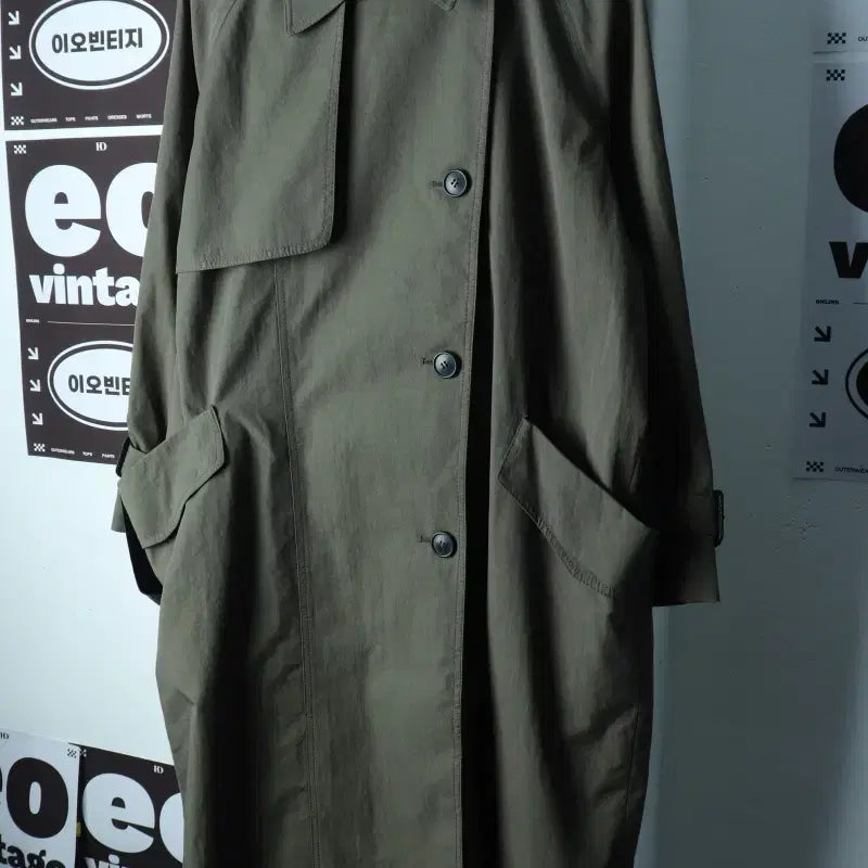 [BUNJANG] Second Floor Balmacan Nylon Coat Jacket Khaki / W(XL) 세컨플로어 코트자켓 한섬 발마칸 카키 나일론-H38852