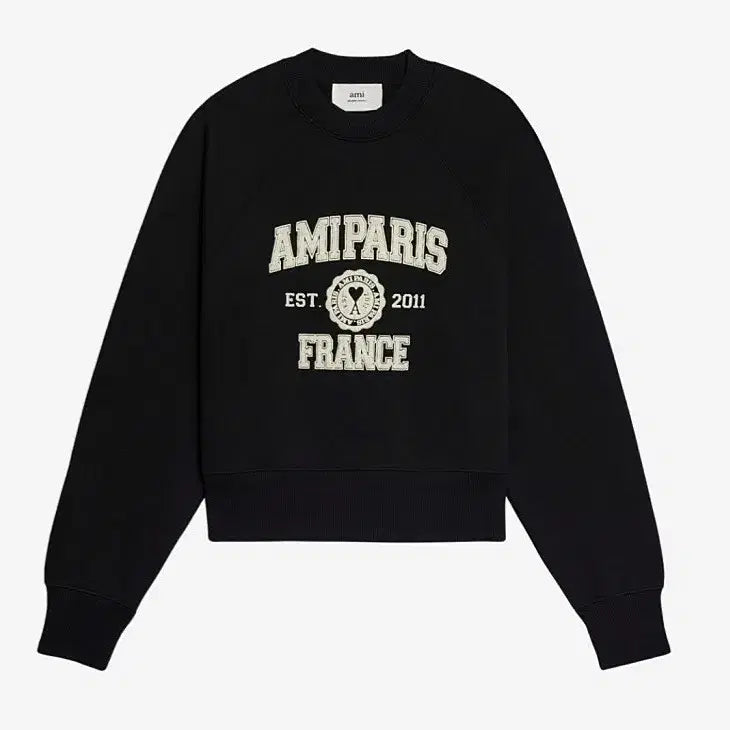 [BUNJANG] AMI Paris Logo Patch Lettering Sweatshirt Black / 아미 AMI 로고 패치 레터링 맨투맨 블랙