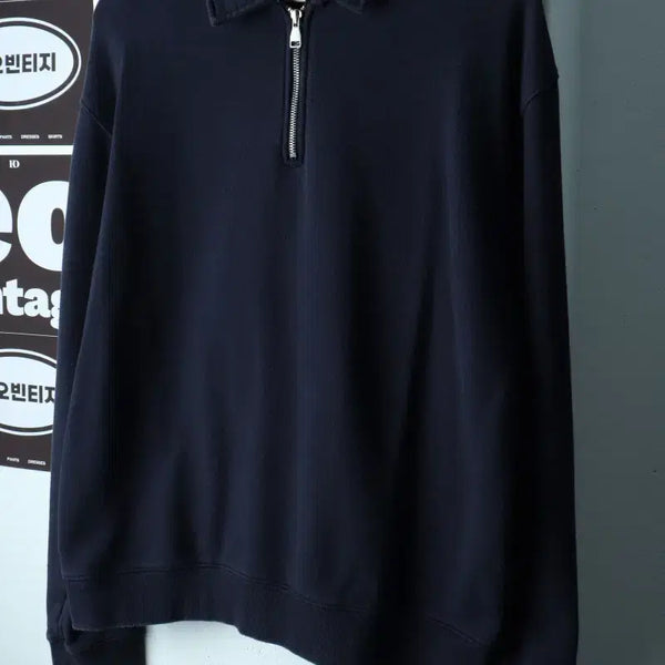 [BUNJANG] Leard Sweatshirt Polo Half-Zip Navy / (L) 르아르 맨투맨 티셔츠 카라 반집업 네이비 놈코어-H38862