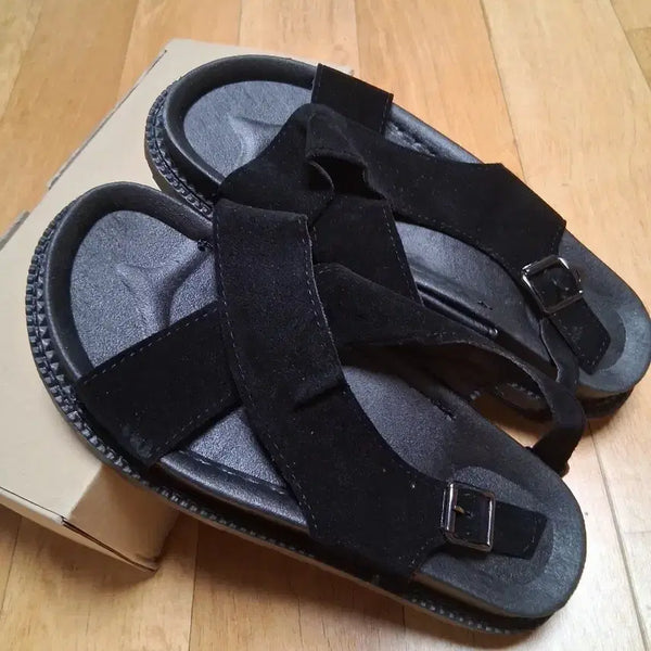 [BUNJANG] Black Suede Strap Sandals (245-250) / 검정색 스웨이드 스트랩 샌들245~250