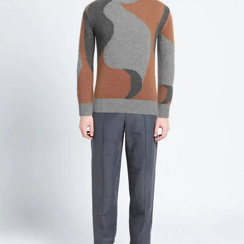[BUNJANG] HERNO Pattern Wool Knit 52 Grey / HERNO 패턴 울 니트 52 (IT) 그레이 105(새제품)