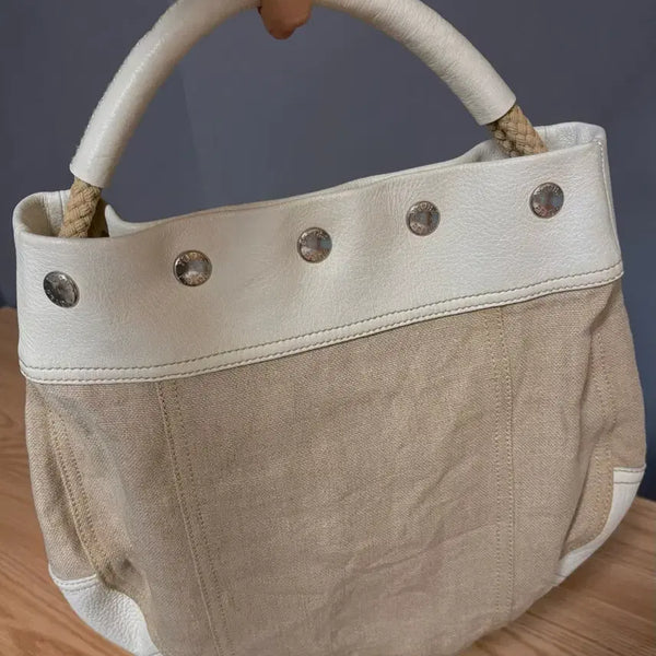 [BUNJANG] Prada Linen Leather Combination Hobo Bag / (정품) 프라다 린넨 레더 콤비 호보백