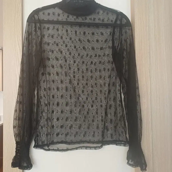 [BUNJANG] Black Lace Blouse Free Size / 레이스 블라우스 블랙 free