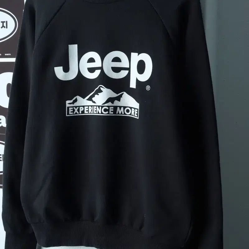 [BUNJANG] Jeep Big Logo Raglan Sweatshirt / (M-L) 지프 맨투맨 티셔츠 빅로고 나그랑 에이징 올드스쿨-H38894