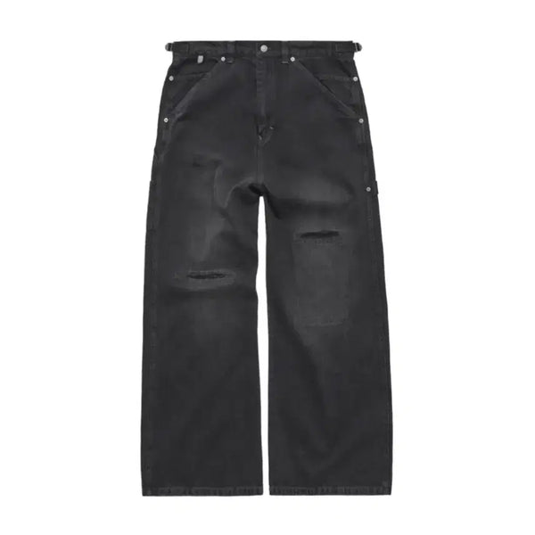 [BUNJANG] Politeru Damaged Carpenter Denim Washed Black / (4) 폴리테루 데미지드 카펜터 데님 워시드블랙