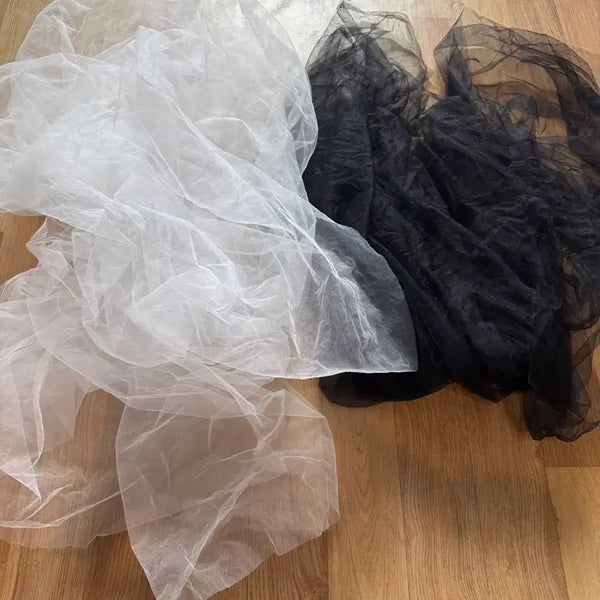 [BUNJANG] Wedding Veil Set (White & Black) - 2 Types Bundle / 셀프 웨딩스냅 화이트 베일 블랙 베일 2종 일괄 판매 결혼 웨딩드레스