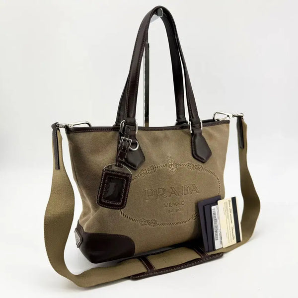 [BUNJANG] Prada Jacquard Logo 2-Way Shoulder Bag / 프라다 자카드 로고 2way 숄더백