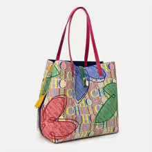 [BUNJANG] Women's Lettering Patch Tote Bag Shoulder Bag / 여성 컬러 레터링 패치 토트백 숄더백