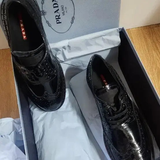 [BUNJANG] Prada Wingtip Derby Shoes Black / (36.5/235)프라다신발 윙팁 블랙 프라다구두 더비슈즈