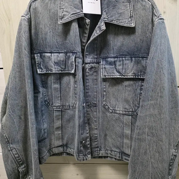 [BUNJANG] Solid Homme Grey Washed Denim Jacket 46 / 솔리드옴므 그레이 워싱(벼락) 데님 자켓 46