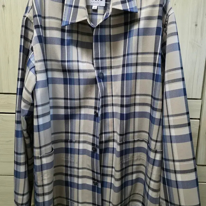 [BUNJANG] Solid Homme Beige Check Shirt Jacket Size 46 / 솔리드옴므 베이지 체크 셔츠 자켓 46