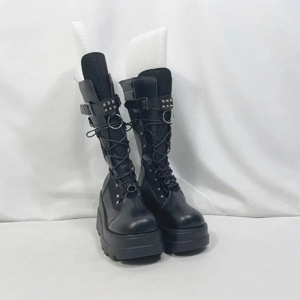[BUNJANG] Women's Platform Walker Boots / 18 [새상품] 보세 여성 통굽 워커 부츠 250 블랙/하하몰