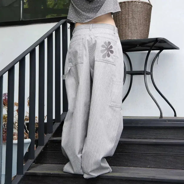 [BUNJANG] OAF Logo Stripe Work Pants Gray/White / OAF LOGO STRIPE WORK PANTS, GRAY/WHITE