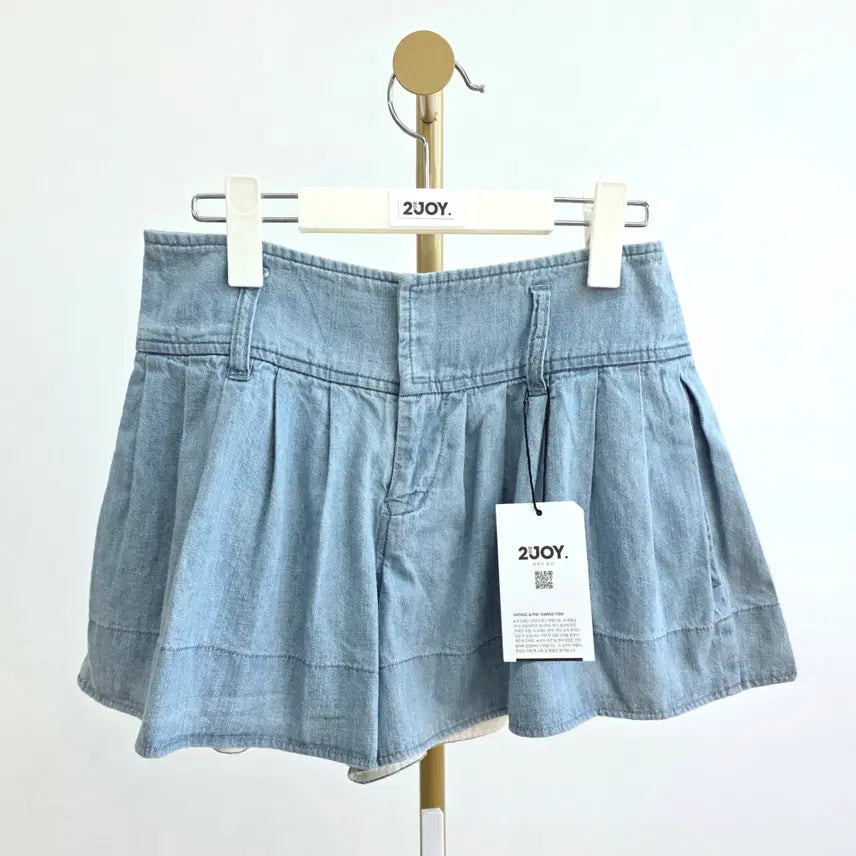 [BUNJANG] JILLSTUART Light Blue Denim Style Cotton Culottes Pants / 질스튜어트 라이트 블루 데님 스타일 코튼 큐롯 팬츠 [BSF0714-25]