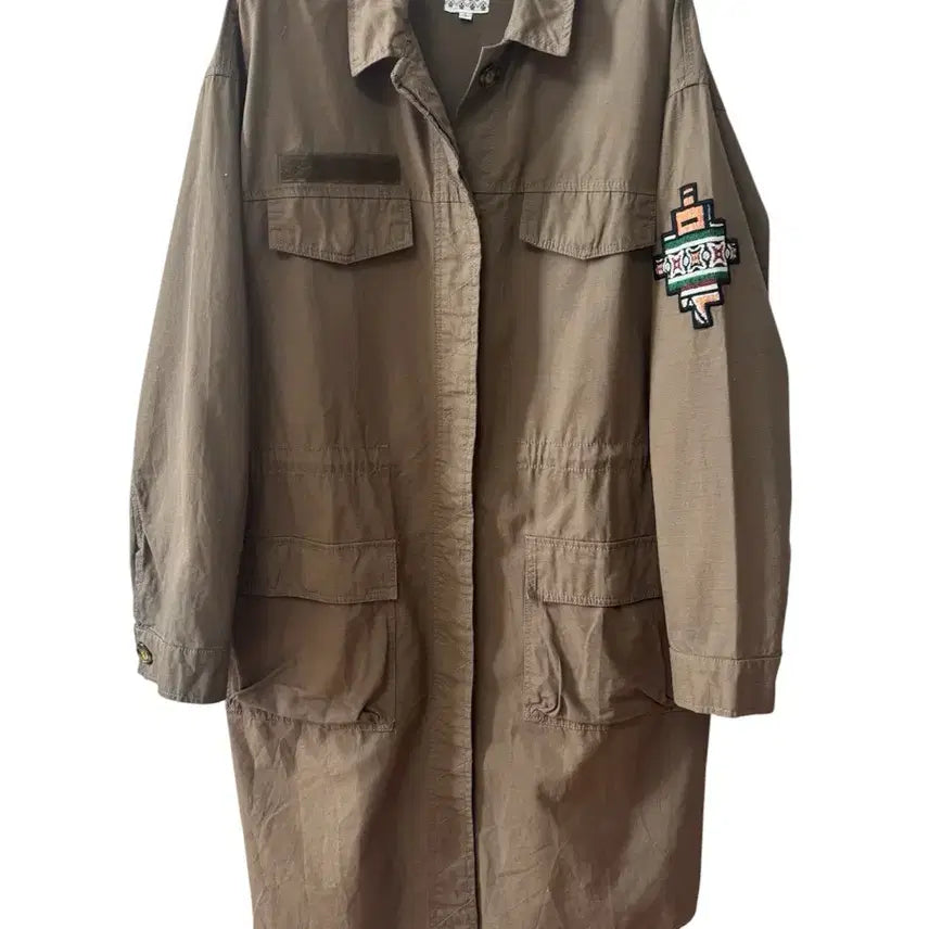 [BUNJANG] TITICACA Women's Khaki Ethnic Patch Field Jacket L / TITICACA 티티카카 여성 야상 자켓 카키색 에스닉 패치 L