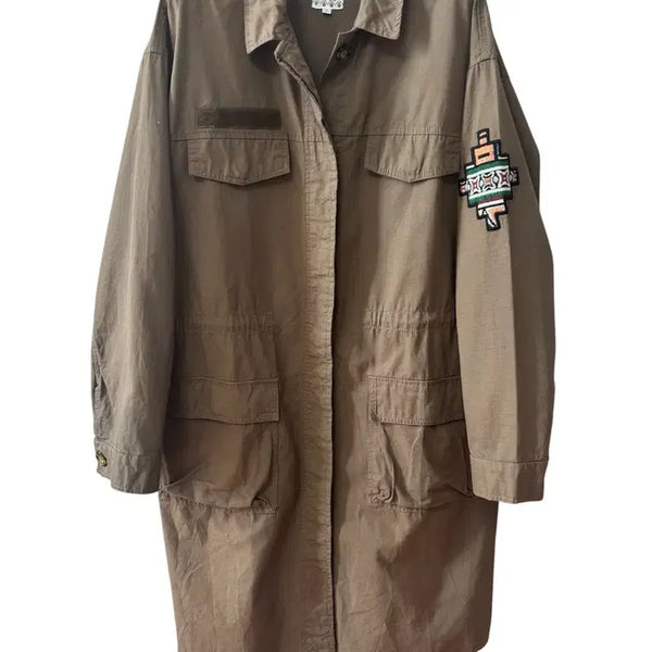 [BUNJANG] TITICACA Women's Khaki Ethnic Patch Field Jacket L / TITICACA 티티카카 여성 야상 자켓 카키색 에스닉 패치 L