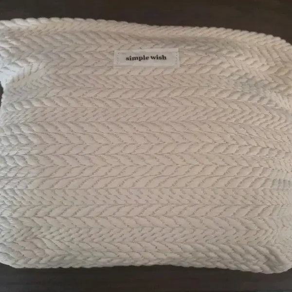 [BUNJANG] Simple Wish Herringbone Pouch Ivory / 심플위시 헤링본 파우치 아이보리 26x17x7cm (새상품)