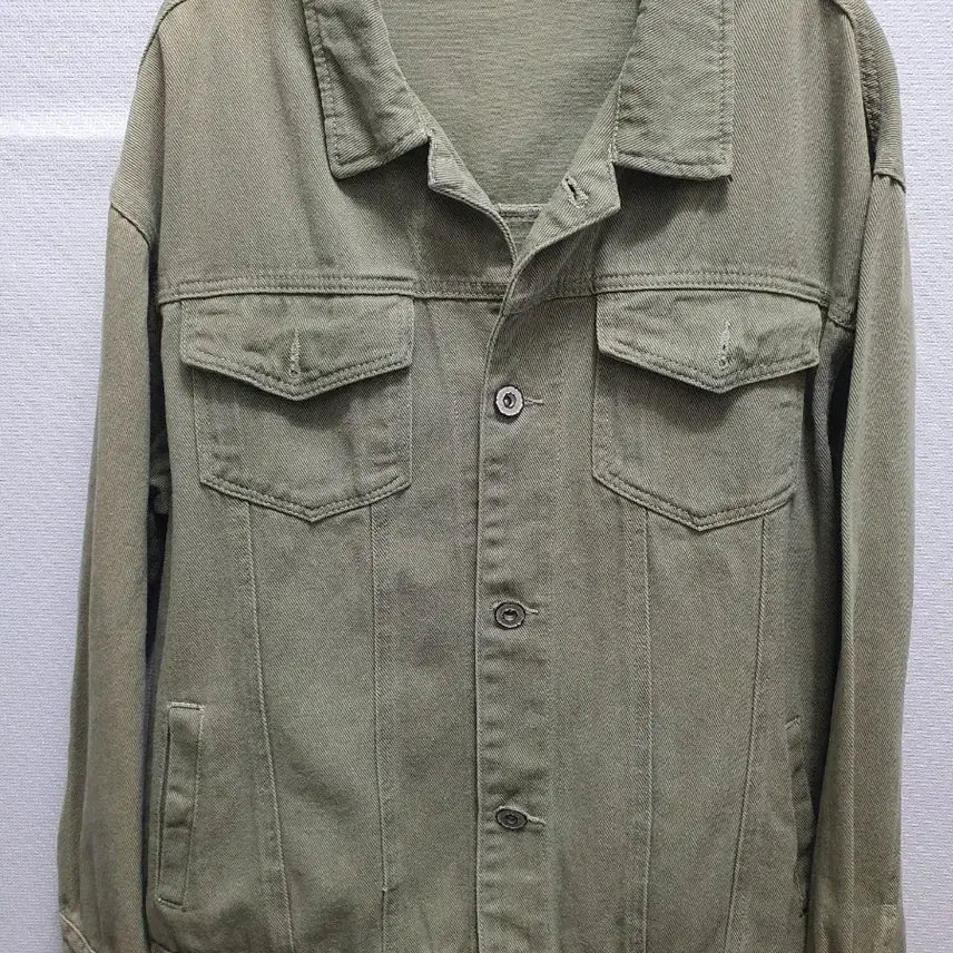 [BUNJANG] Khaki Oversized Denim Work Jacket / [새상품급/하자있음] 카키 오버핏 데님 자켓 / 워크자켓 (어깨56 가슴61)