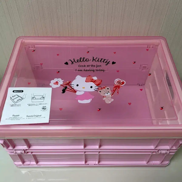 [BUNJANG] Sanrio Japan Authentic Hello Kitty Folding Box - Pink Storage Organizer / 산리오 일본정품 헬로키티 폴딩박스 접이식 수납함 핑크 보관함 정리함