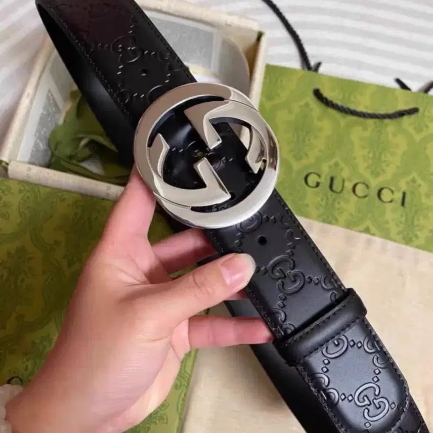 [BUNJANG] Gucci Interlocking G Leather Belt Black Size 95 New / [구찌] 인터로킹 G 가죽 벨트 95 (새상품)