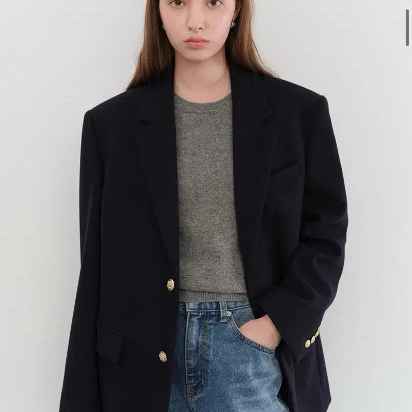 [BUNJANG] Dunst Wool Blazer Unisex Classic 2 Button Navy Small / 던스트 울 블레이저 새상품 던스트여성자켓 여성가을자켓 여성가을코트
