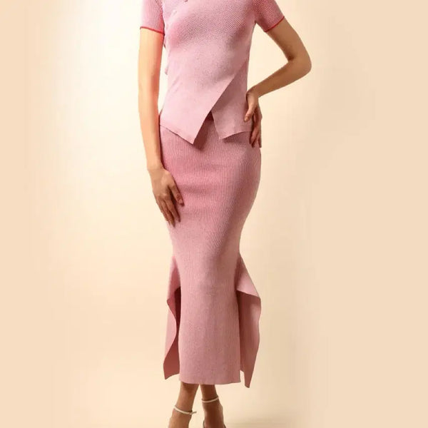 [BUNJANG] Women's Pink Knit Two-Piece Set / 여성 핑크 니트 투피스 세트 55