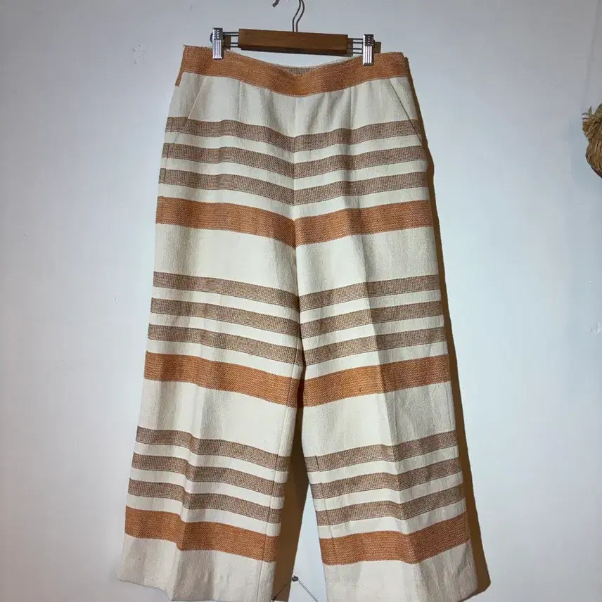 [BUNJANG] Time Cotton-Linen Blend Stripe Wide Pants / 타임 코튼+린넨 혼방 스트라이프 와이드팬츠