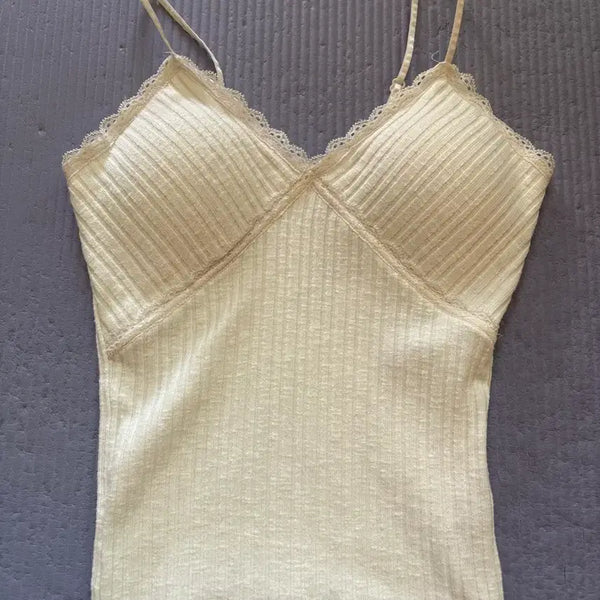 [BUNJANG] Ablley Ivory Lace Camisole / 에이블리 아이보리 레이스 캡나시