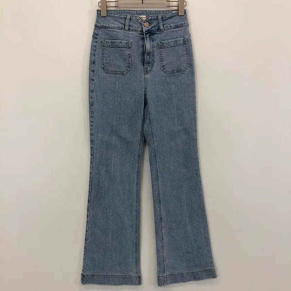 [BUNJANG] Guess Premium Silver Button High-Waisted Bootcut Denim Jeans (Size 25) / 게스 프리미엄은장 하이웨스트 부츠컷 데님진 25
