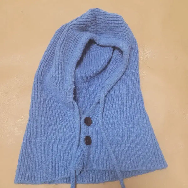 [BUNJANG] Knit Hooded Scarf Blue / 니트 후드 머플러 블루