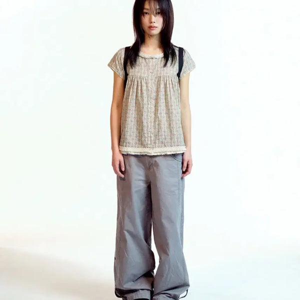 [BUNJANG] KOSEIO Washed Button-Tab Pants Grey / 코이세이오 워시드 버튼탭 팬츠 그레이