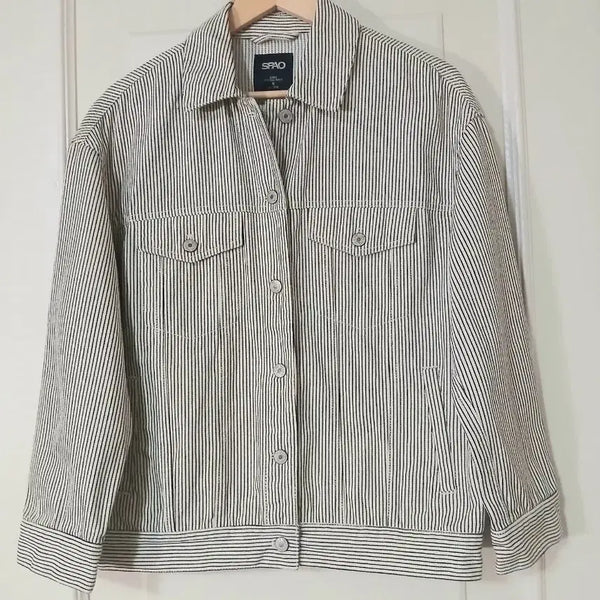 [BUNJANG] SPAO Striped Denim Jacket / 스파오 스트라이프 데님자켓