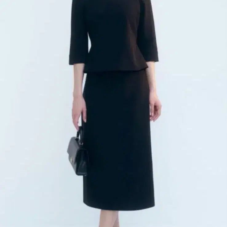 [BUNJANG] SIE DIEN Square Neck Blouse + Skirt Set - Black (Size S) / sie 시에 디엔 스퀘어넥 블라우스+스커트s 블랙