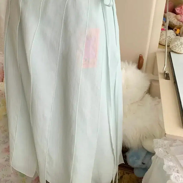 [BUNJANG] Vintage Mint Chiffon Wrap Skirt / 빈티지 민트 쉬폰 스커트