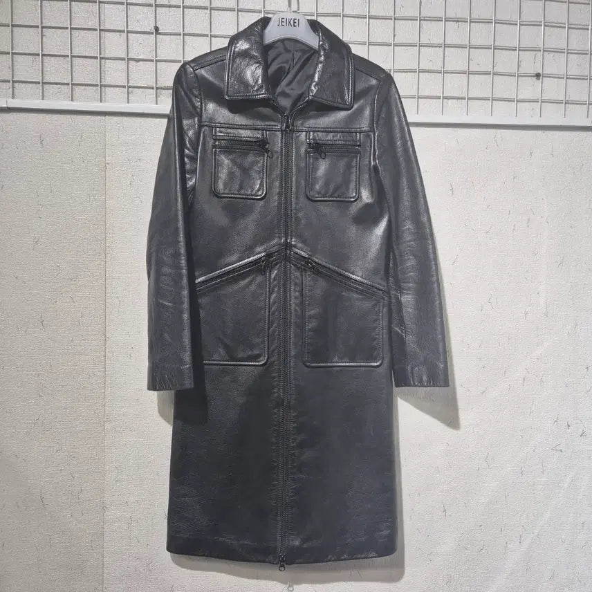 [BUNJANG] Sheepskin Long Coat Black / 소가죽 롱 코트 블랙