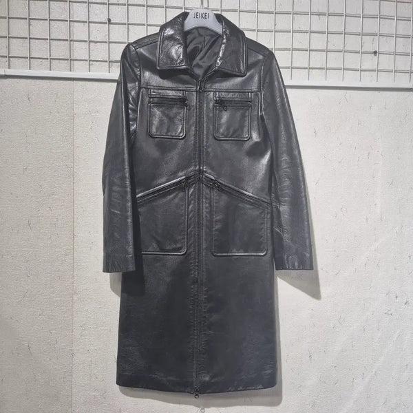 [BUNJANG] Sheepskin Long Coat Black / 소가죽 롱 코트 블랙