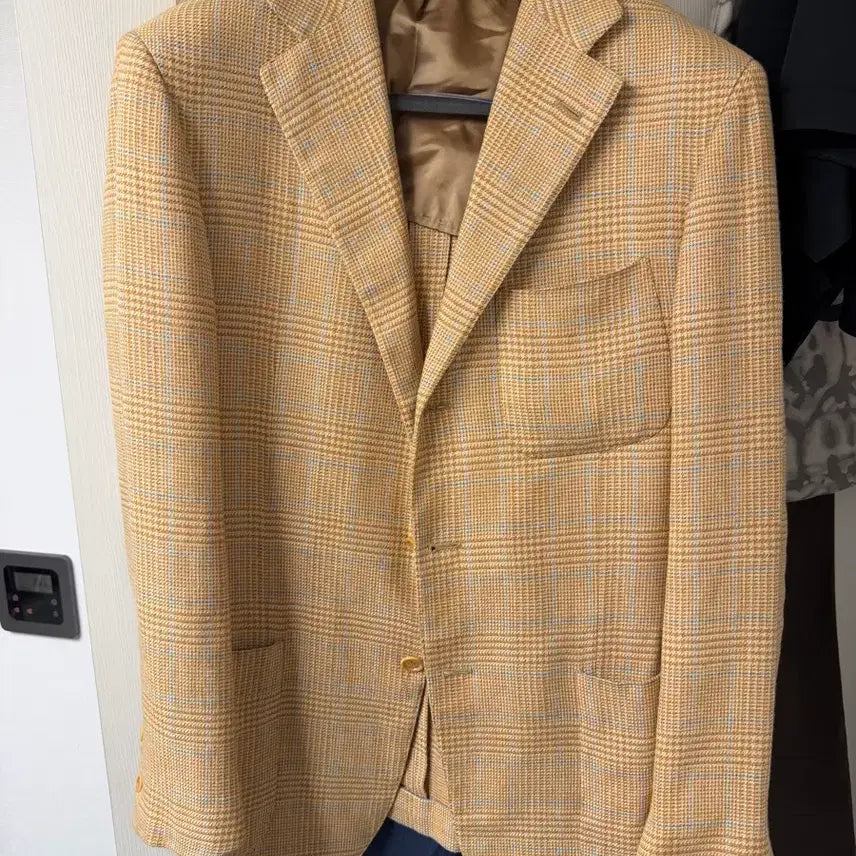[BUNJANG] Sartoria Partenopea Glen Check Wool Jacket 50 Yellow/Blue / 사르토리아 파르테노페타 글렌체크 옐로우/블루 50사이즈
