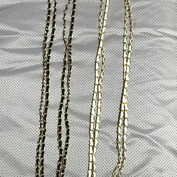 [BUNJANG] Leather Chain Strap Set (Black/White) - 2 pcs / 가죽 체인 스트랩 2개 세트 (블랙/화이트)