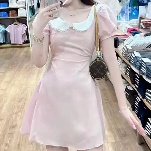 [BUNJANG] French Puff Sleeve Dress Pink / 프렌치 퍼프 소매 원피스 핑크